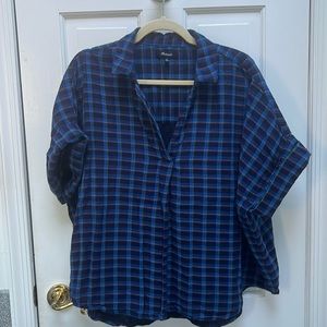 Madewell blue plaid swing top